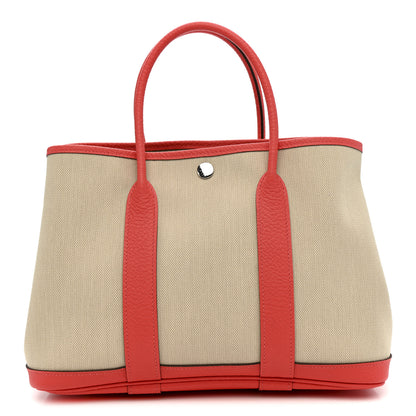 Hermes Toile Militaire Vache Country Garden Party 30 TPM Tote Beton Rose Texas 1 of 10