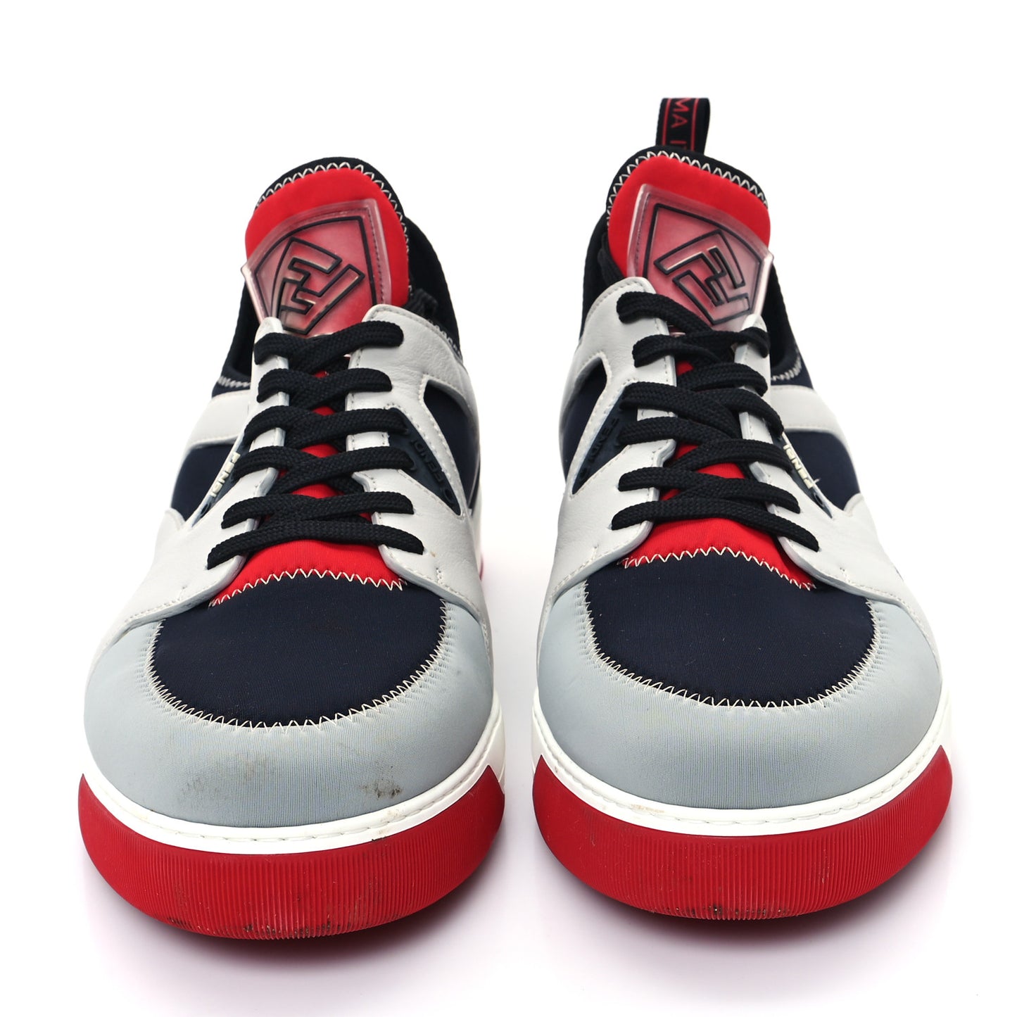 Vitello Nylon Mens Low Top Sneakers 8 Black Red Multicolor