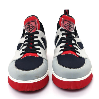Fendi Vitello Nylon Mens Low Top Sneakers 8 Black Red Multicolor 3 of 10