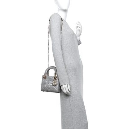 Christian Dior Lambskin Cannage Mini Lady Dior Gray Opaline 2 of 10