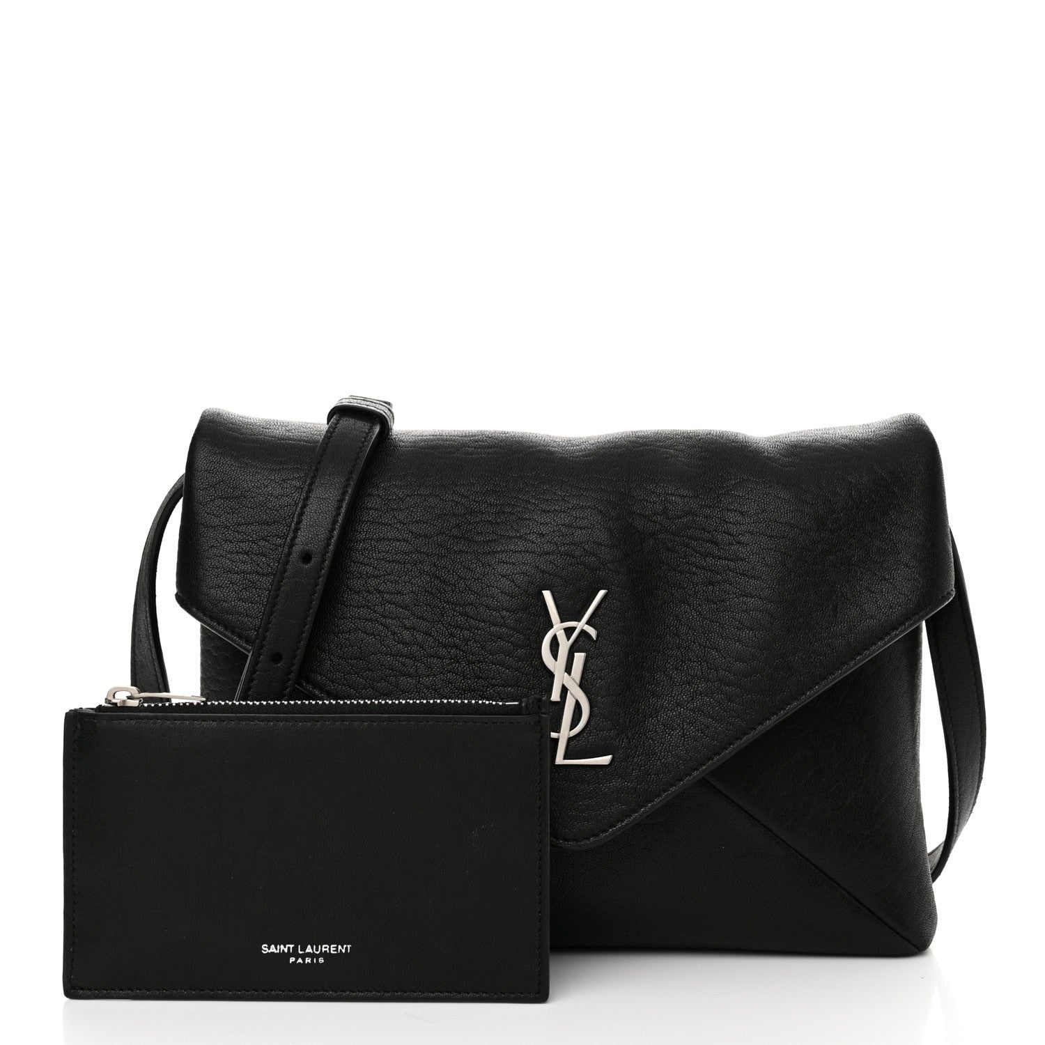 Saint Laurent Lambskin Monogram Large Pouch On Strap Black 3 of 17