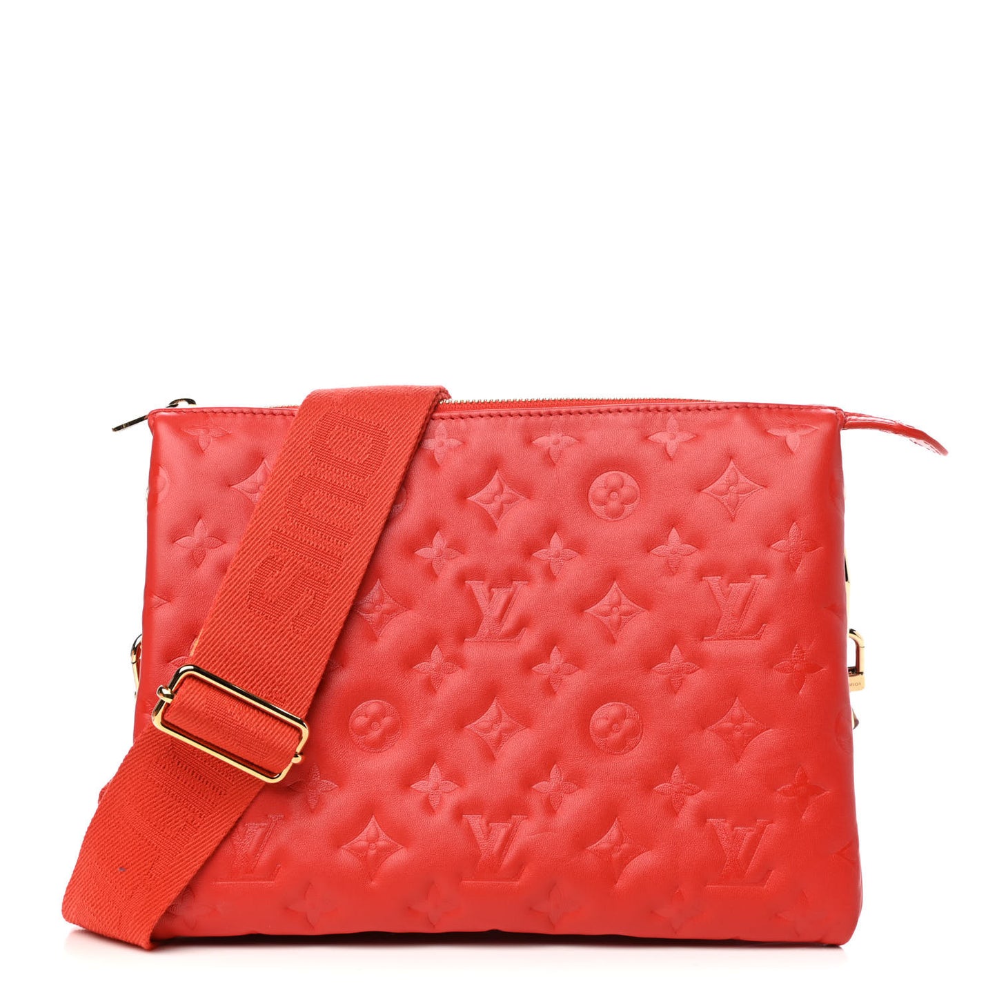 Lambskin Embossed Monogram Coussin PM Red