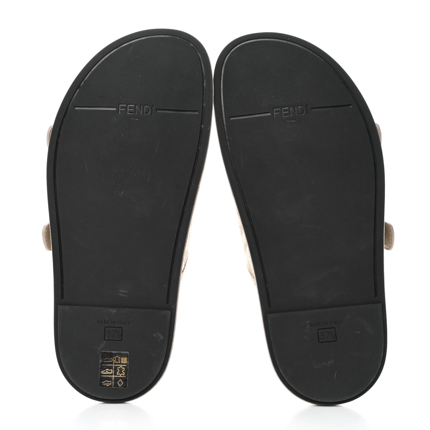 Fendi Chenille Fabric Jacquard Suede FF Womens Fendi Feel Buckled Slide Sandals 37.5 Tortora Nuvola Rock 5 of 9