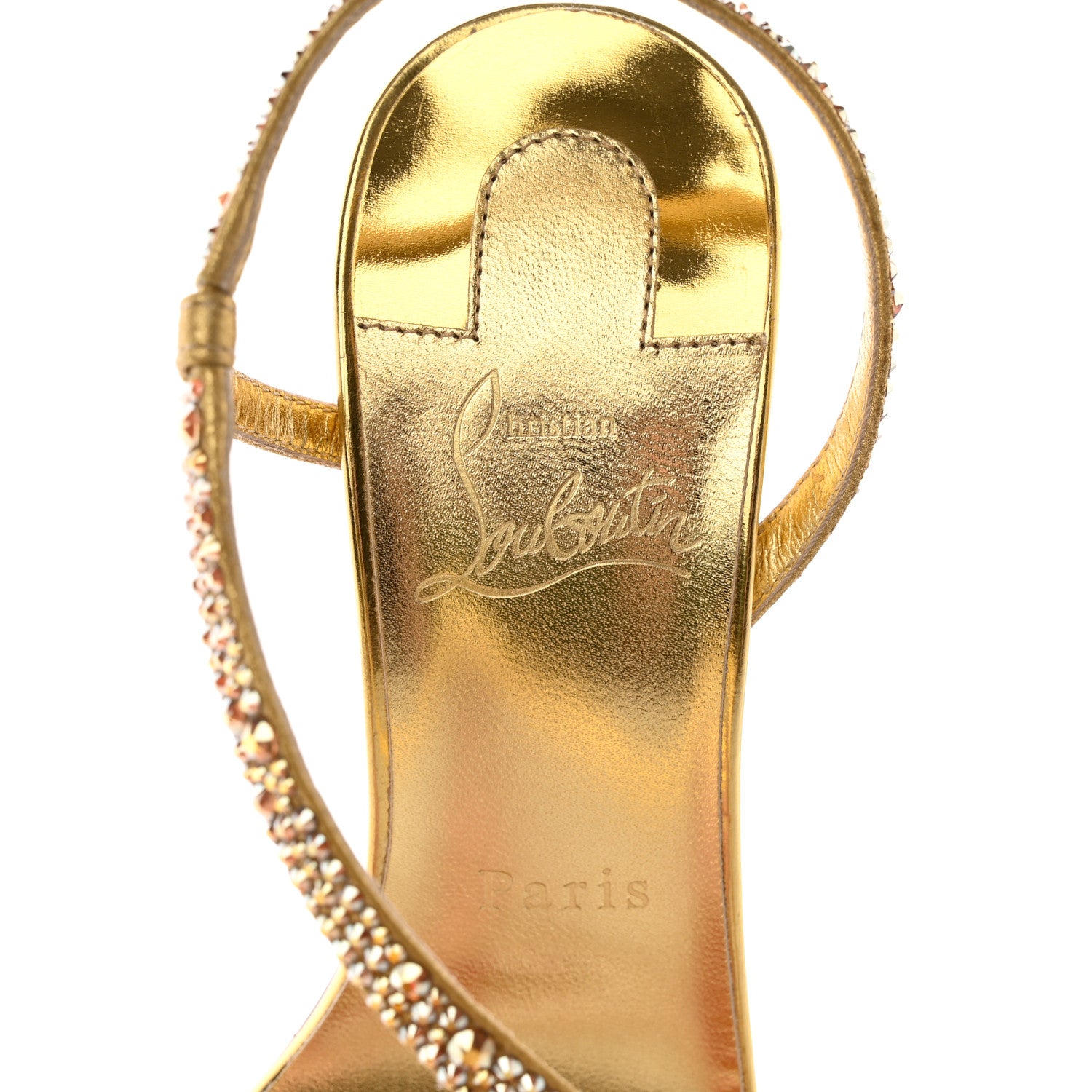 Christian Louboutin Crystal Strass Rosalie 100 Sandals 37 Cry Aurum Gold 7 of 19