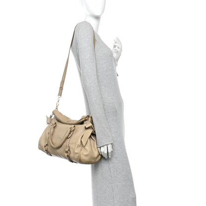 Miu Miu Vitello Lux Bow Bag Beige 2 of 14