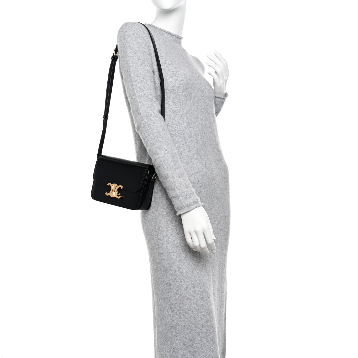 Celine Shiny Calfskin Teen Triomphe Black 3 of 10