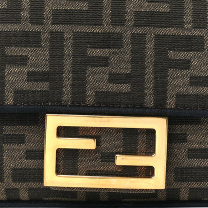 Fendi Fabric Jacquard FF 1974 Mini Baguette Tobacco Moro Black 8 of 12