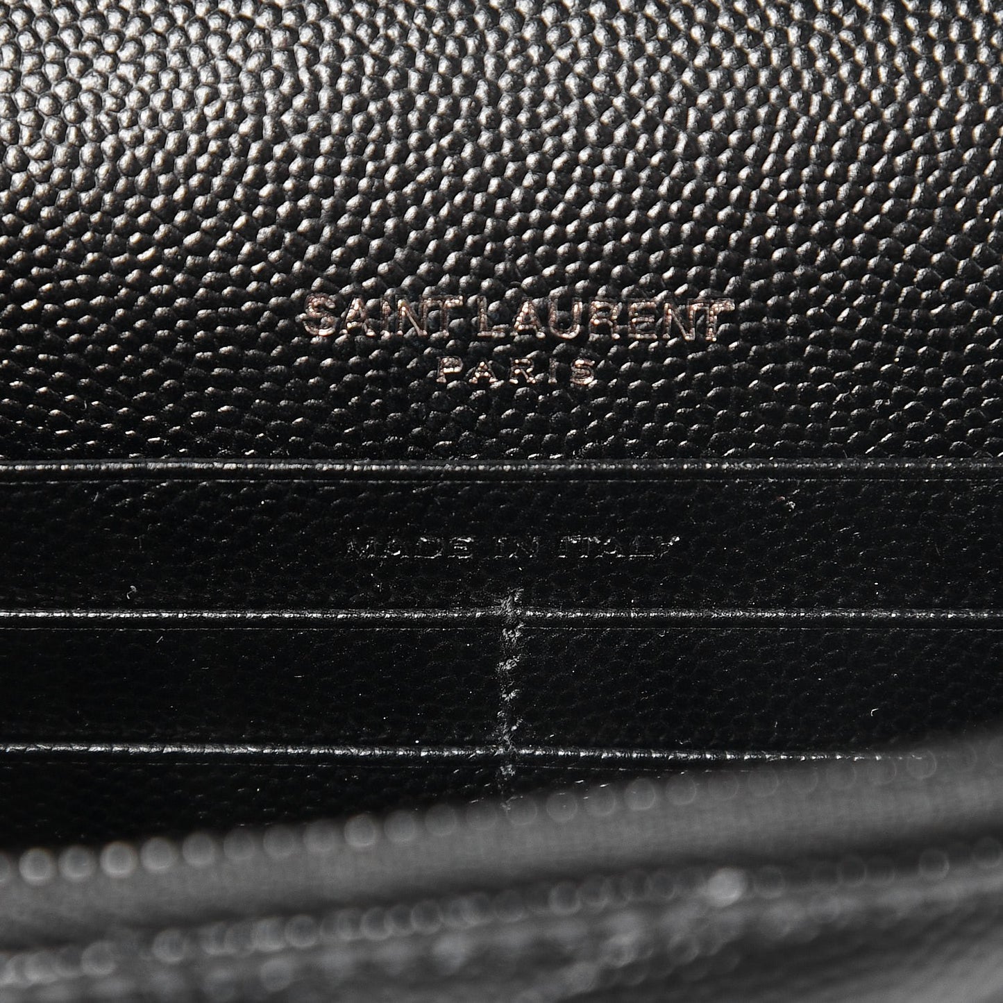 Grain De Poudre Matelasse Chevron Monogram Envelope Chain Wallet Black