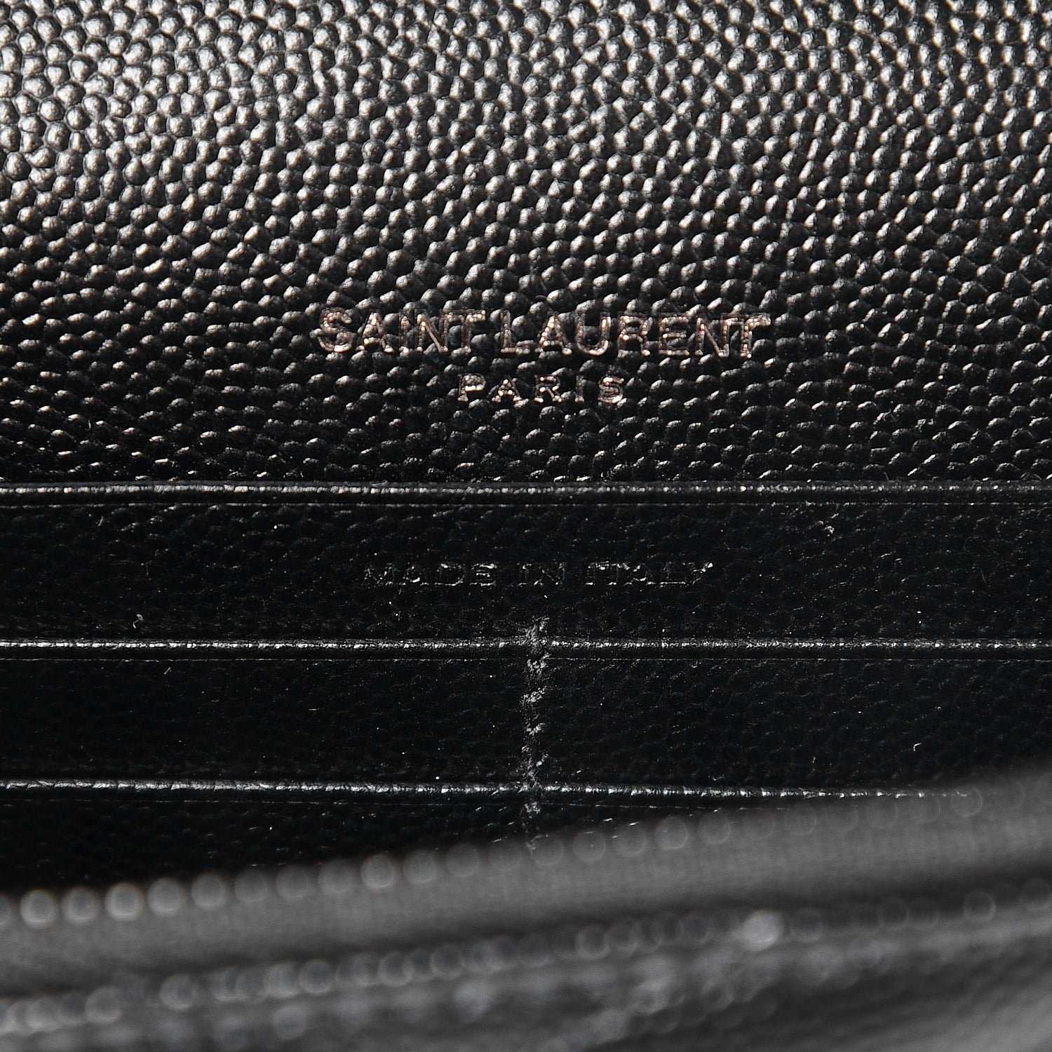Saint Laurent Grain De Poudre Matelasse Chevron Monogram Envelope Chain Wallet Black 7 of 9