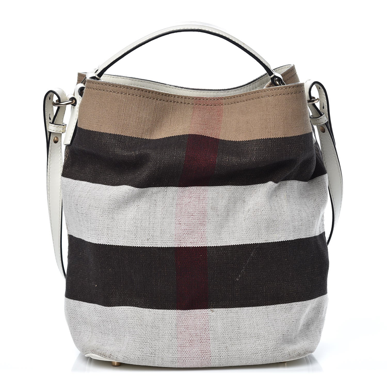 Burberry Canvas Mega Check Medium Ashby Hobo White 1 of 16