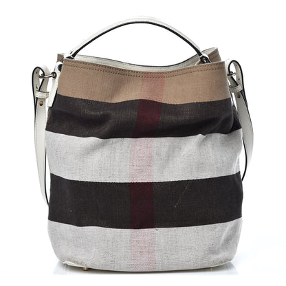 Burberry Canvas Mega Check Medium Ashby Hobo White 1 of 16