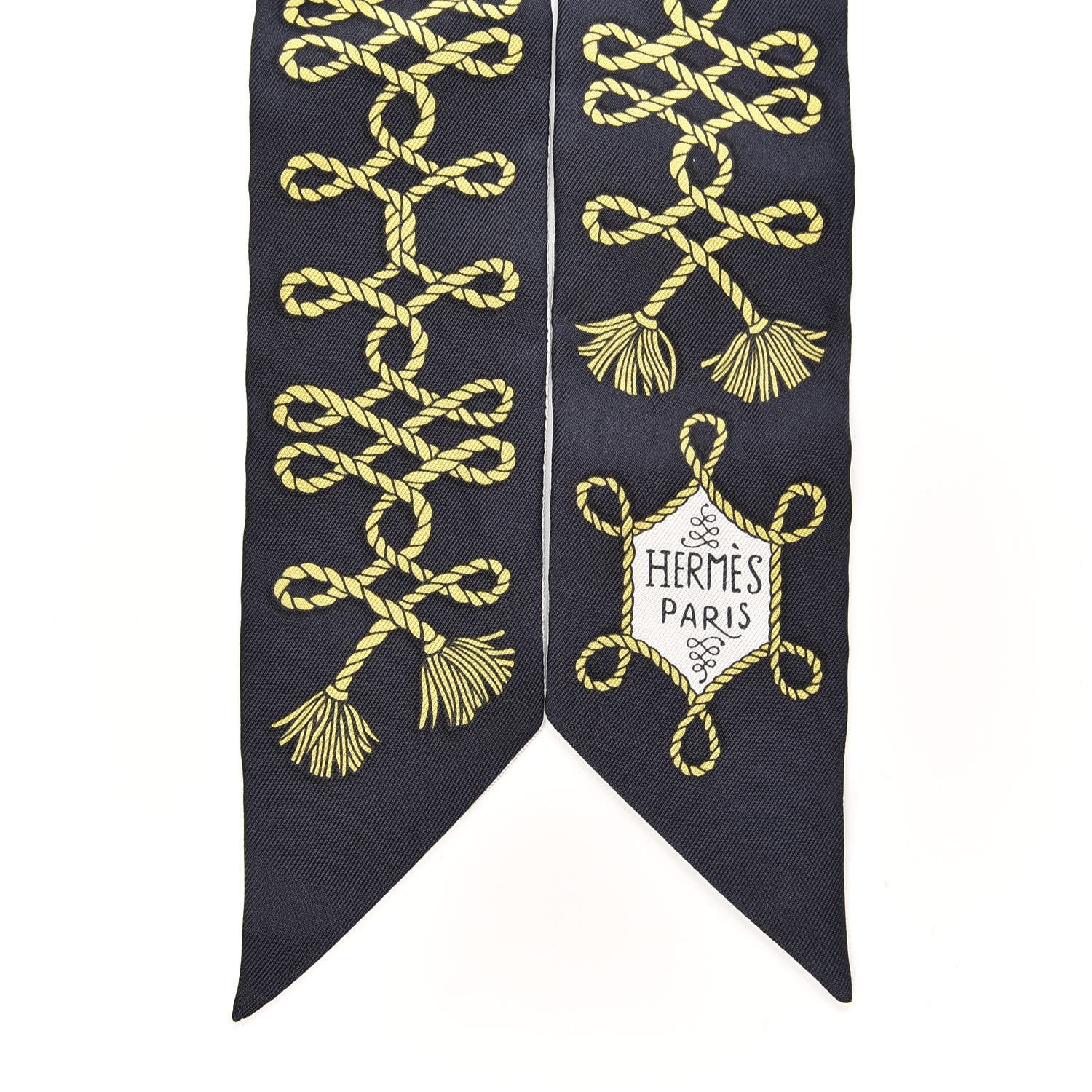 Hermes Silk Galons Et Brandebourg Twilly Black Gold White 2 of 4