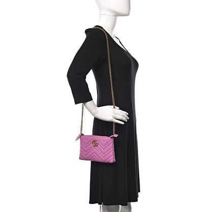 Gucci Calfskin Matelasse Mini GG Marmont Chain Bag Candy Mousse 2 of 11