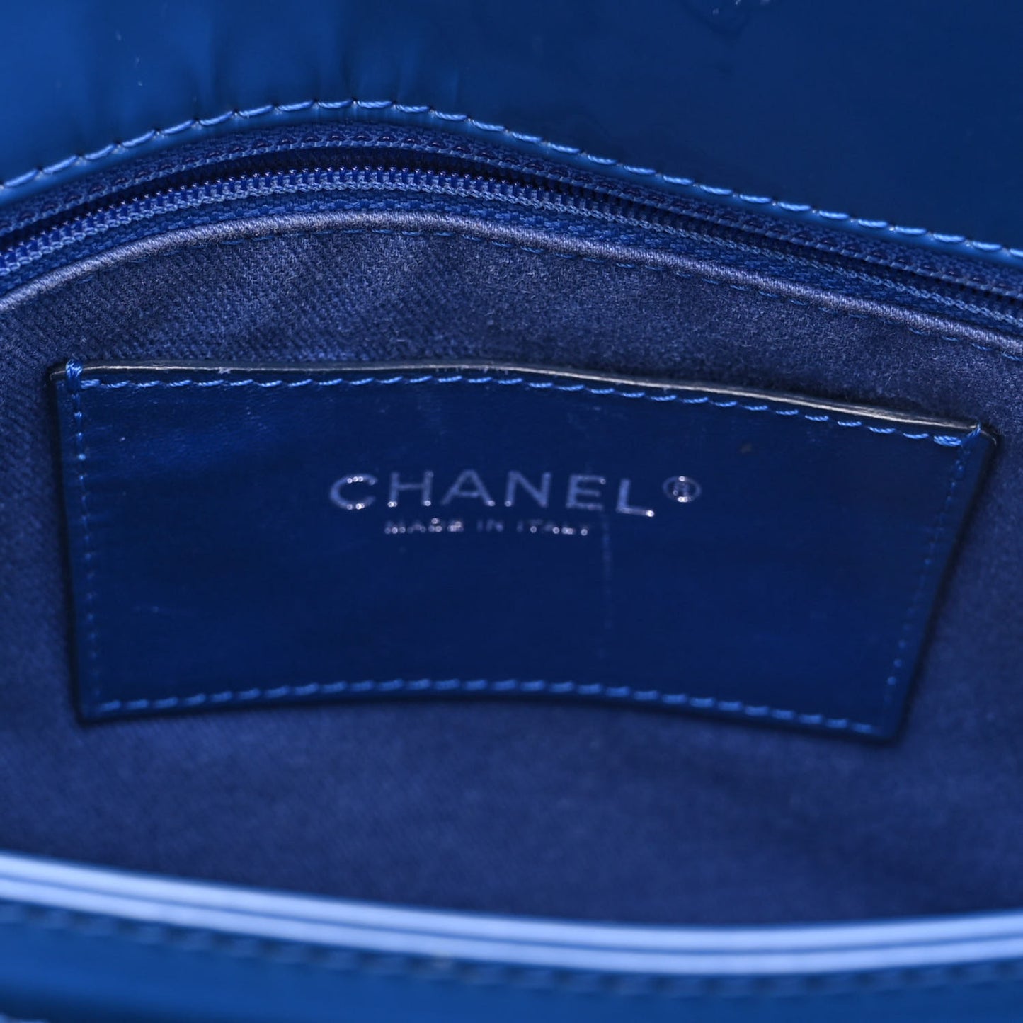 Patent Quilted Large Just Mademoiselle Bowling Bag Dark Blue