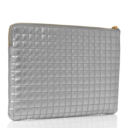 Celine Lambskin Quilted Zip Pouch Grey 3 of 12