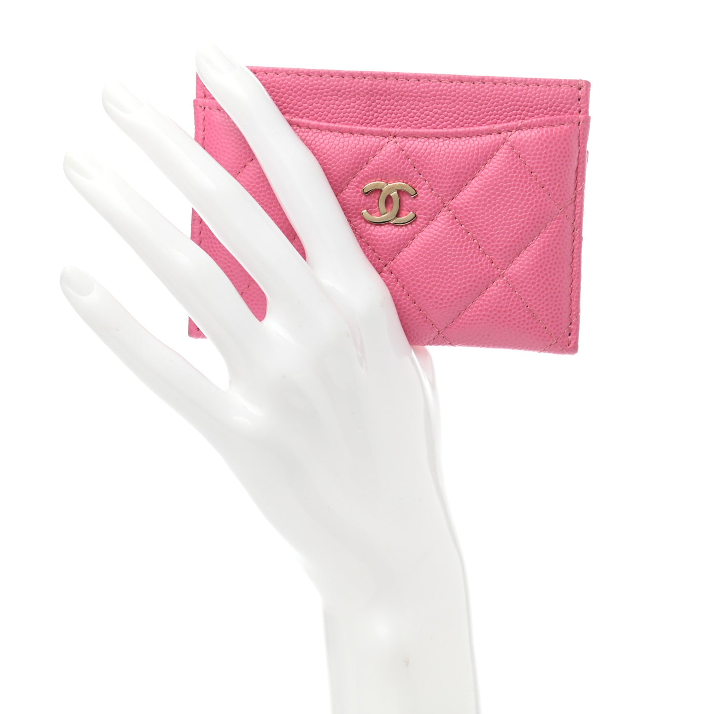 Caviar Quilted Card Holder Pink