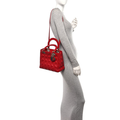Christian Dior Lambskin Cannage Medium Lady Dior Red 2 of 10