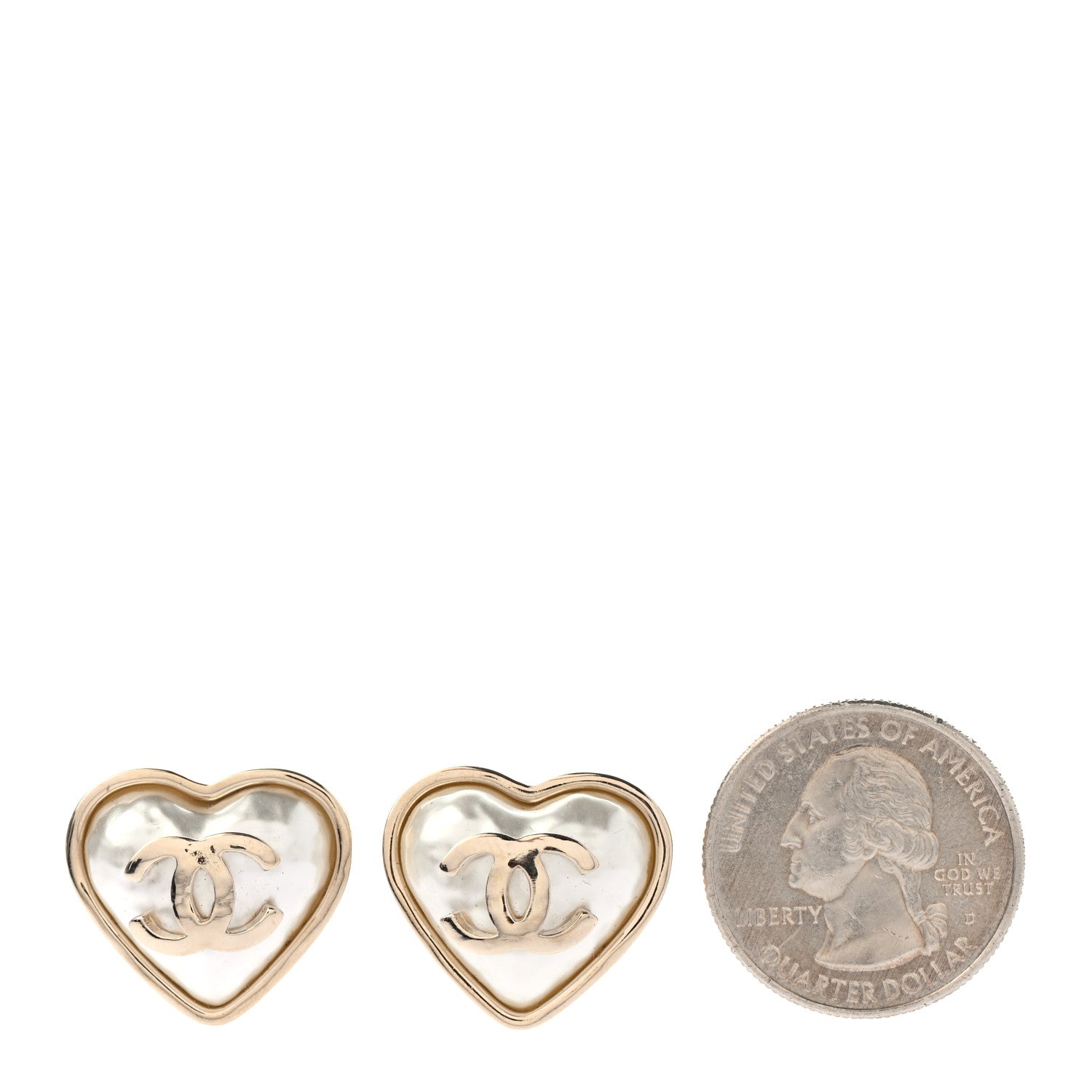 Chanel Pearl CC Heart Earrings Gold 2 of 4
