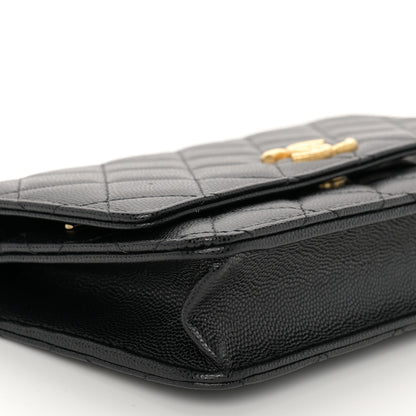 Chanel Caviar Quilted Textured CC Wallet On Chain WOC Black 10 of 11