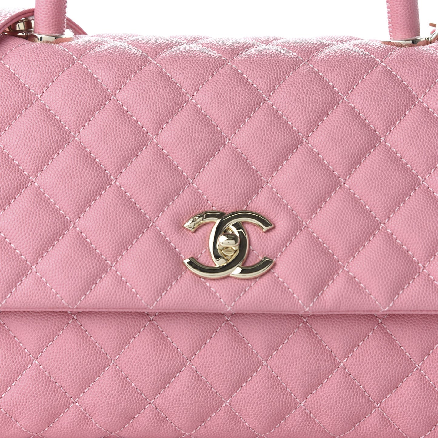 Caviar Quilted Small Coco Handle Flap Rose
