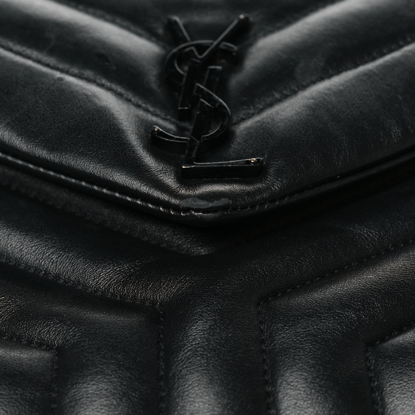 Calfskin Y Quilted Monogram Monochrome Small Loulou Chain Satchel Black