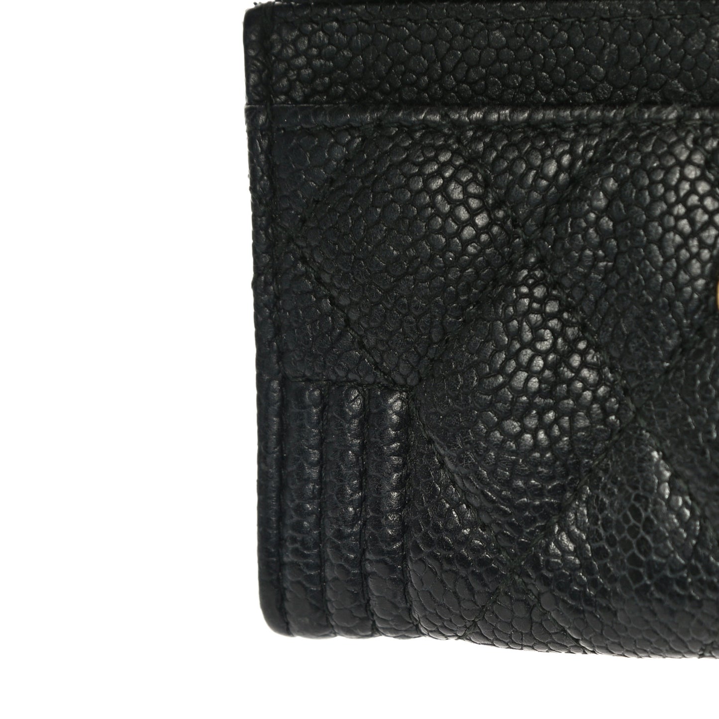 Caviar Quilted Boy Flap Card Holder Black