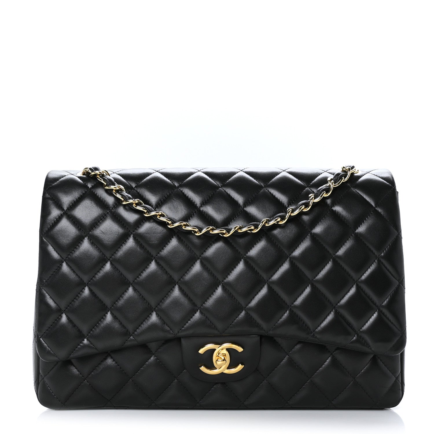 Chanel Lambskin Quilted Maxi Double Flap Black 1 of 10