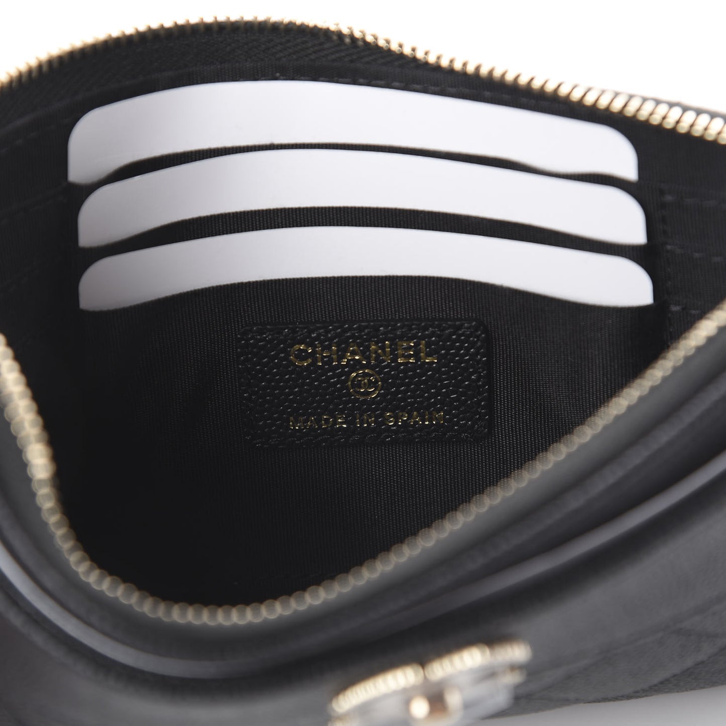 Caviar Quilted Mademoiselle Vintage Zip Pouch Black