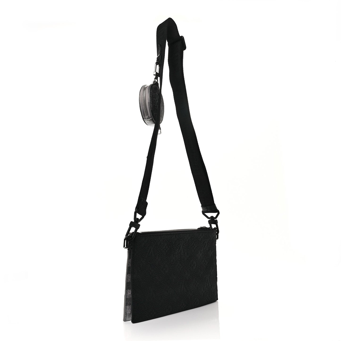 Damier Glitter Taurillon Monogram In The Loop Trio Pouch Black Silver