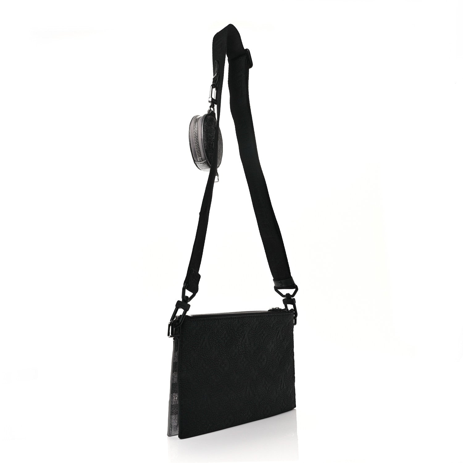 Louis Vuitton Damier Glitter Taurillon Monogram In The Loop Trio Pouch Black Silver 2 of 8