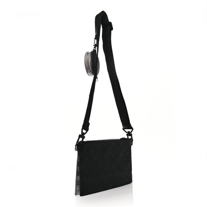Louis Vuitton Damier Glitter Taurillon Monogram In The Loop Trio Pouch Black Silver 2 of 8