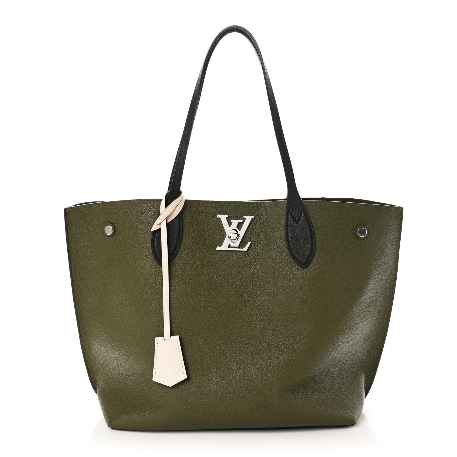 Louis Vuitton Calfskin Lockme Go Tote Green Toffee 1 of 8