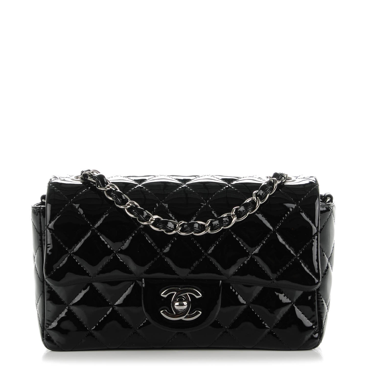 Chanel Patent Calfskin Quilted Mini Rectangular Flap Black 1 of 8