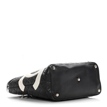 Chanel Calfskin Quilted Large Cambon Tote Black White 4 of 16
