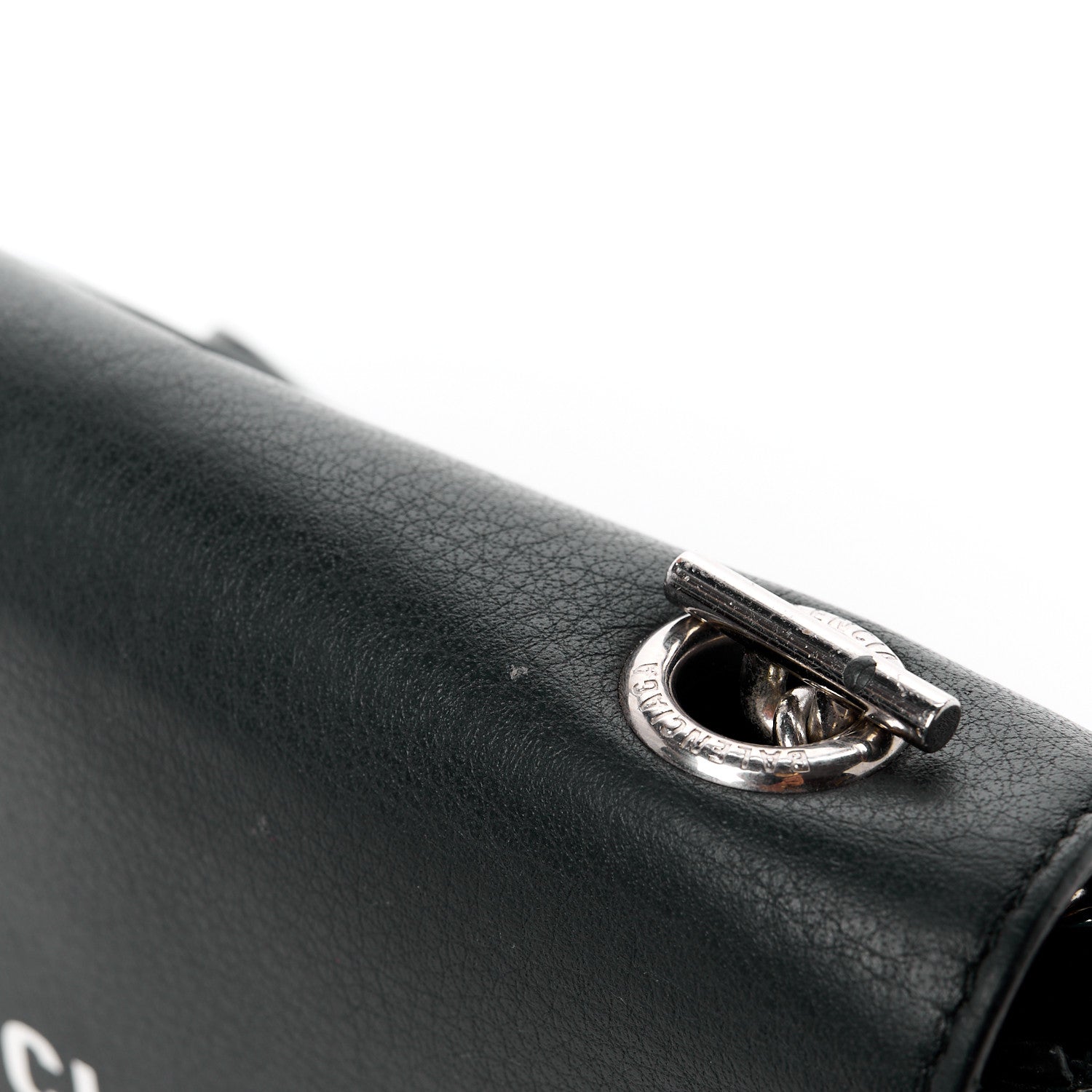 Balenciaga Pebbled Calfskin Logo Everyday Flap Chain Wallet Black 14 of 14