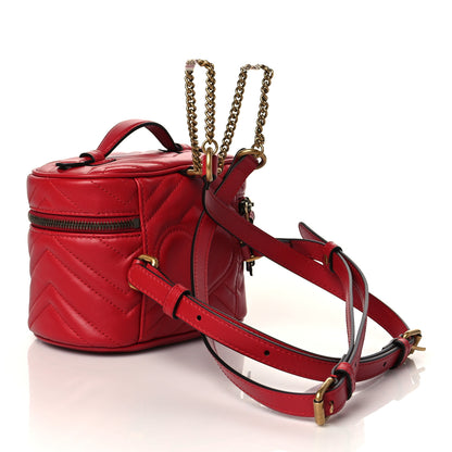Gucci Calfskin Matelasse Mini GG Marmont Round Backpack Hibiscus Red 3 of 11