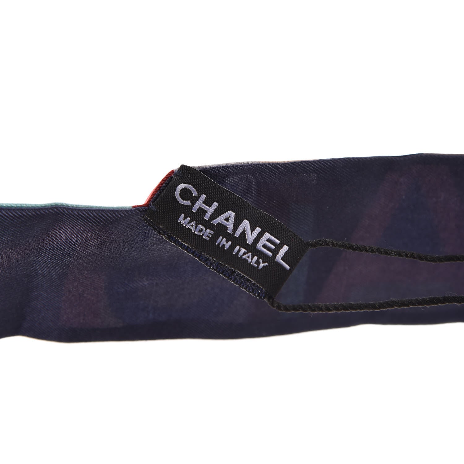 Chanel Silk Slim Bandeau Scarf Pink Dark Navy 3 of 4