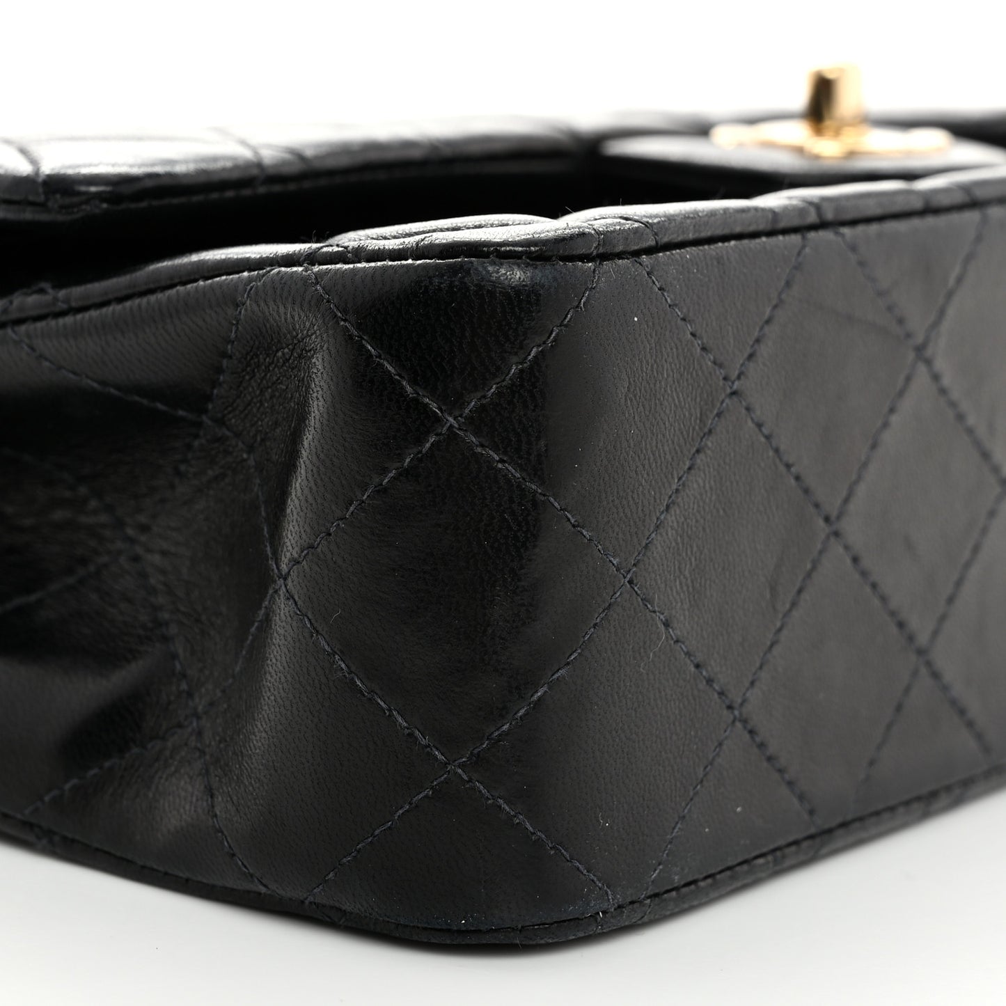 Lambskin Quilted Medium Double Flap Black