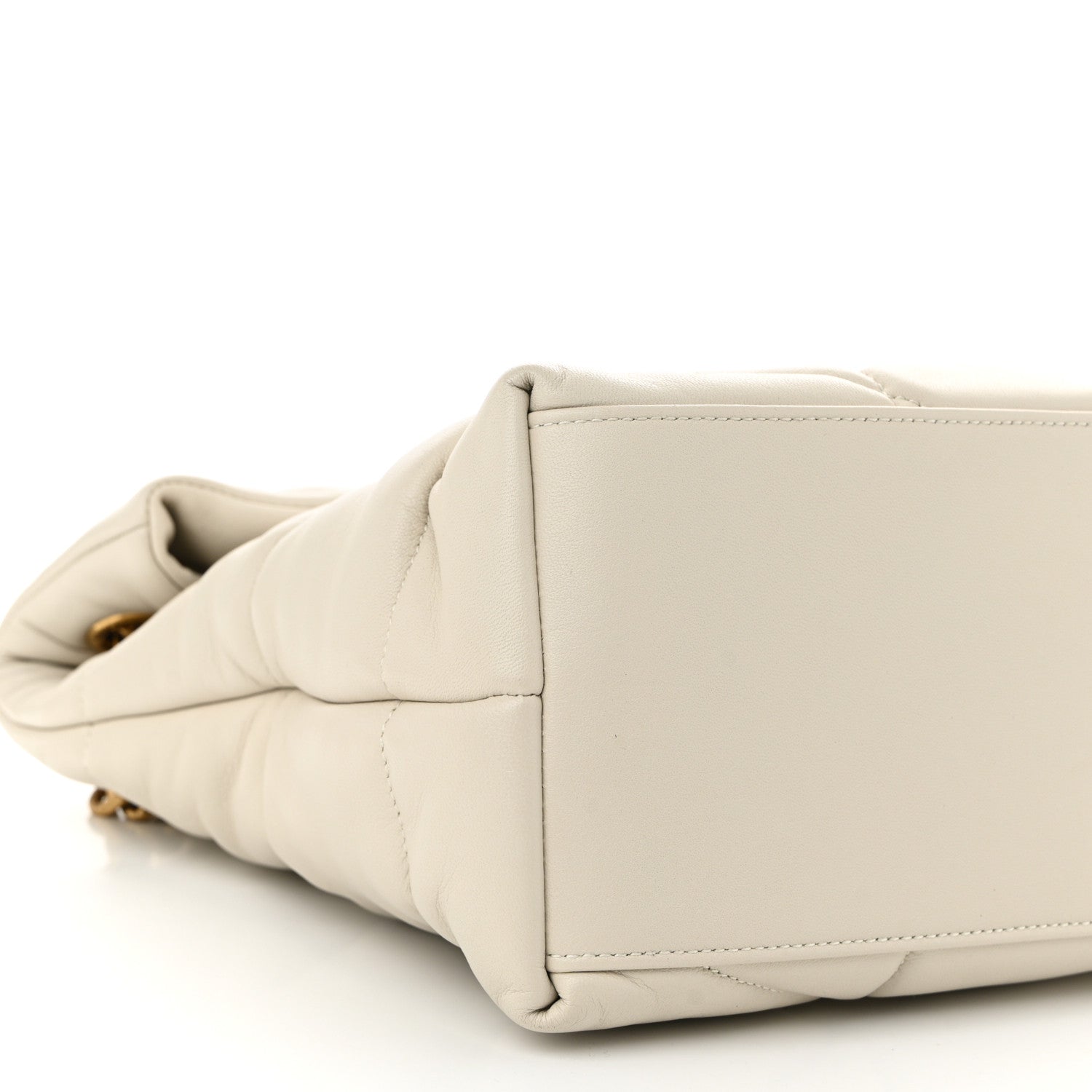 Saint Laurent Lambskin Quilted Medium Loulou Puffer Monogram Chain Satchel Crema Soft 9 of 10