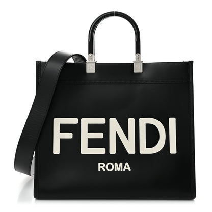 Fendi Vitello King Plexiglass Medium Fendi Sunshine Shopper Tote Black White 1 of 11