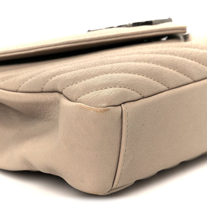 Saint Laurent Sheepskin Matelasse Chevron Monogram Medium College Bag Taupe 10 of 12