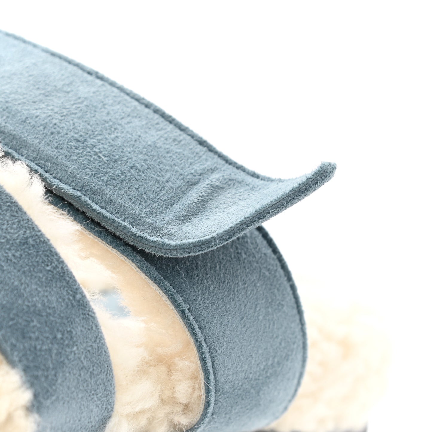 Suede Goatskin Woolskin Womens Chypre Sandals 37 Bleu Pinede Ecru