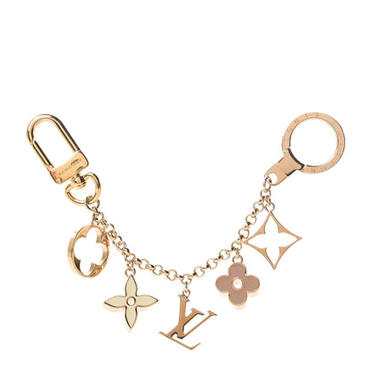 Louis Vuitton Brass Enamel Fleur De Monogram Bag Charm Chain Gold 1 of 3