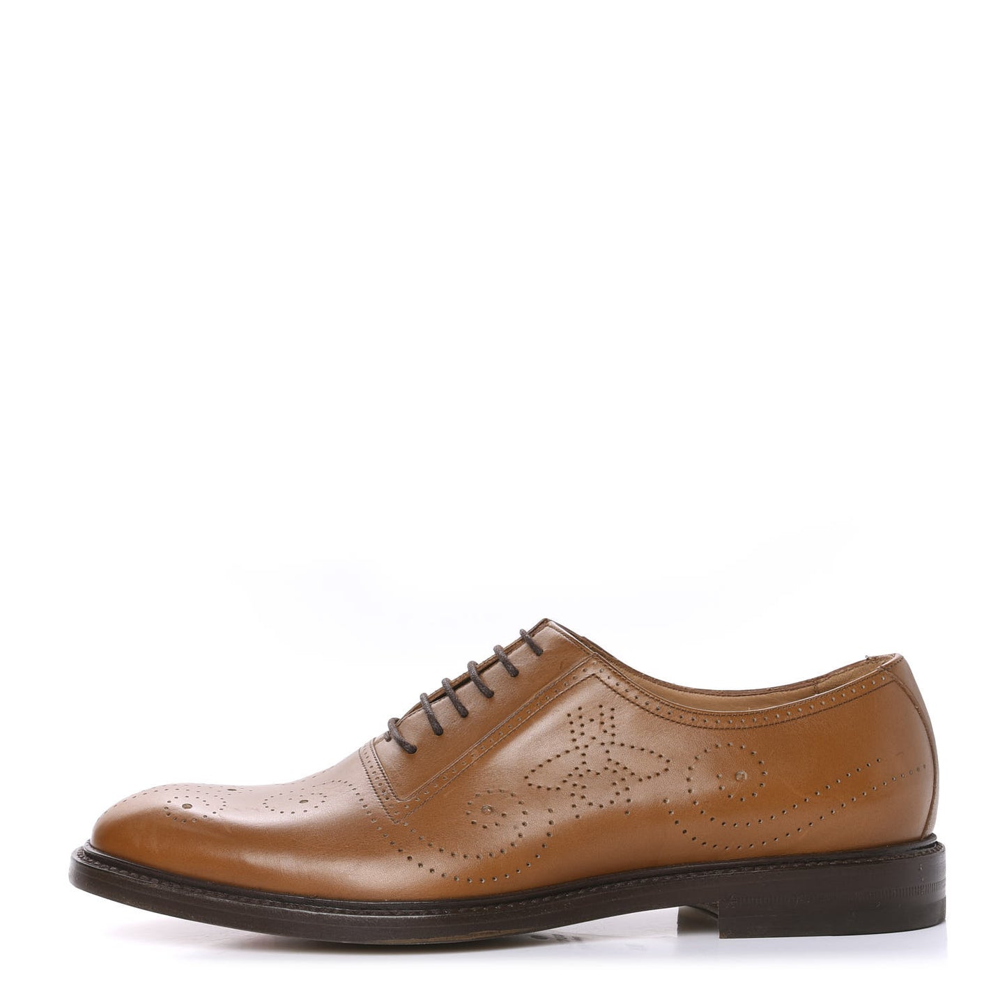 Calfskin Bee Perforated Mens Lace Up Oxfords 8.5 Brown