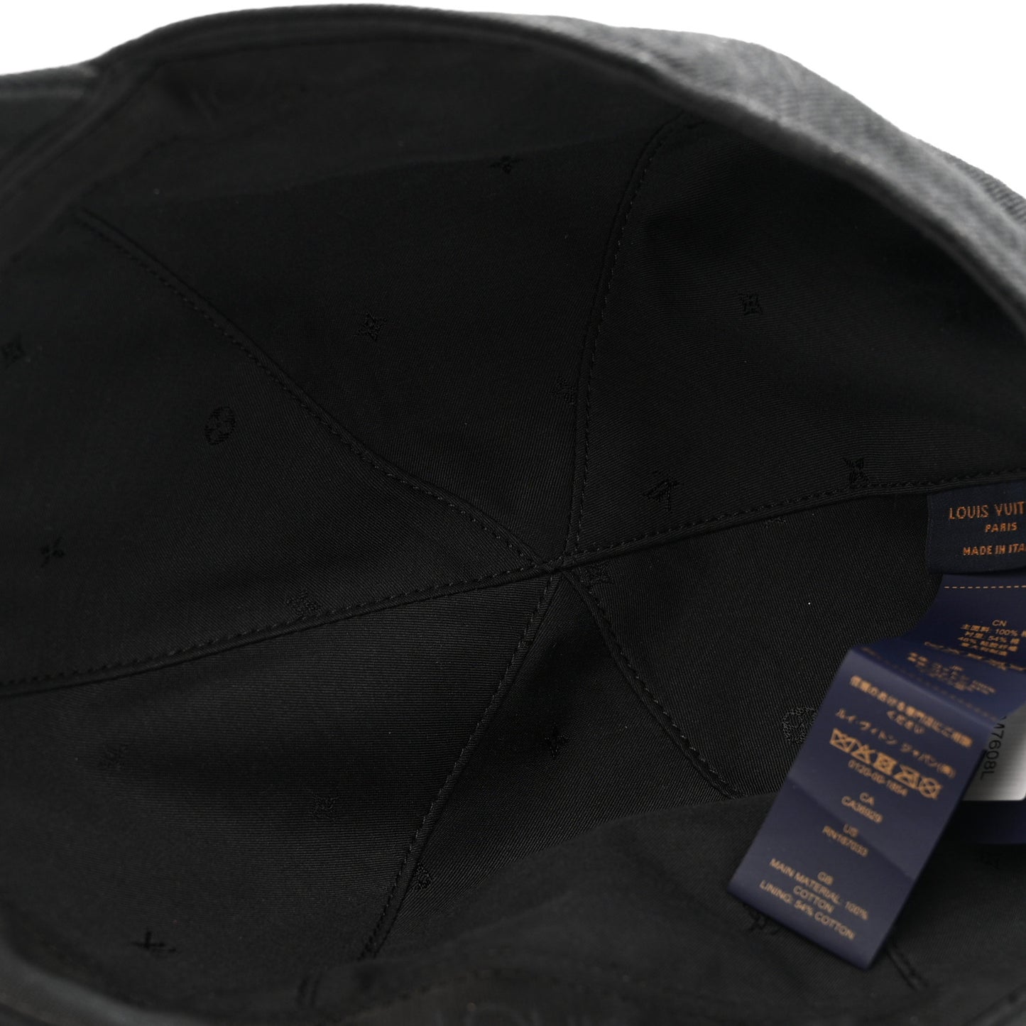Cotton Monogram Embroidered LV Smash Cap L Black