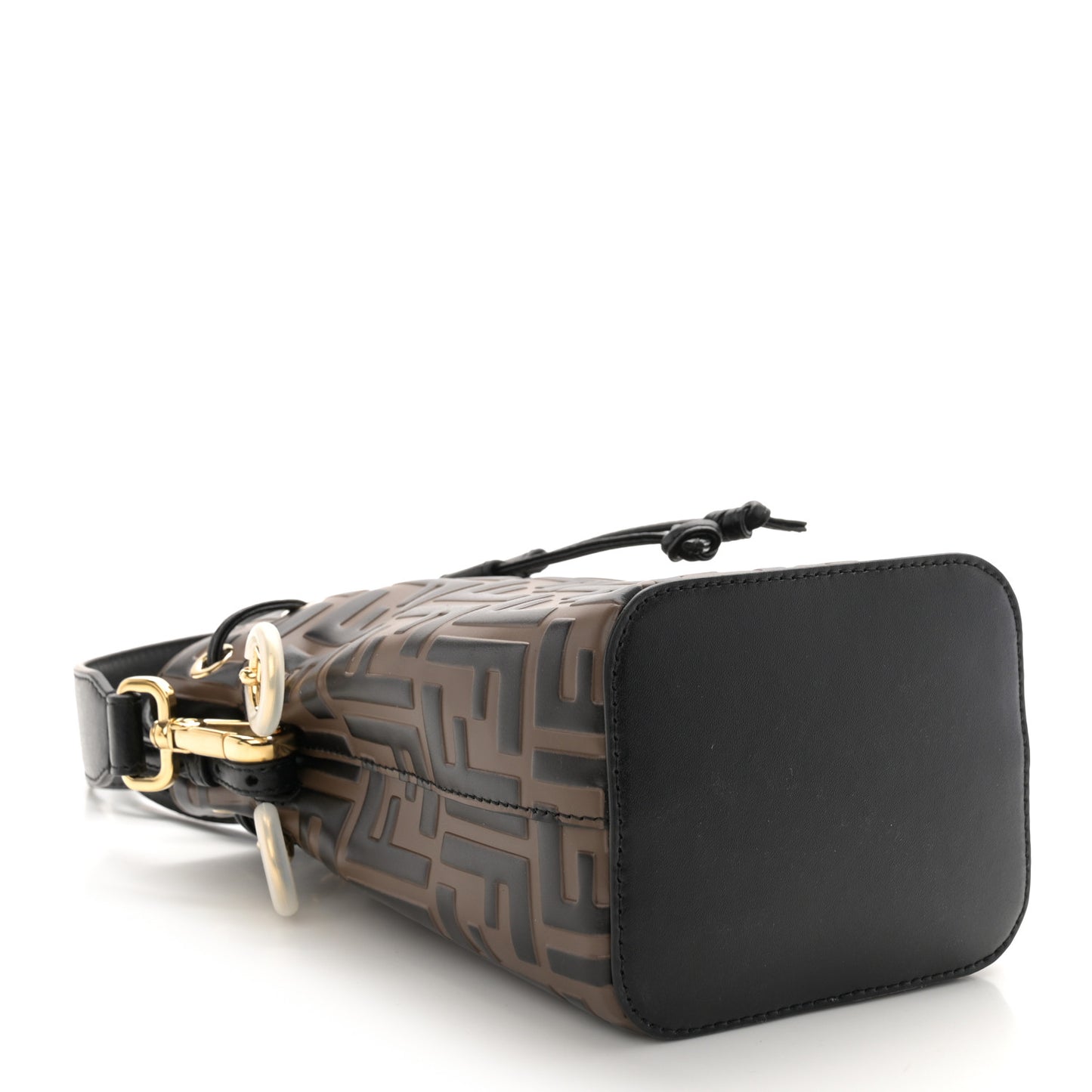 Vitello Liberty F is Fendi Bi-Color FF 1974 Embossed Mini Mon Tresor Bucket Bag Maya Black