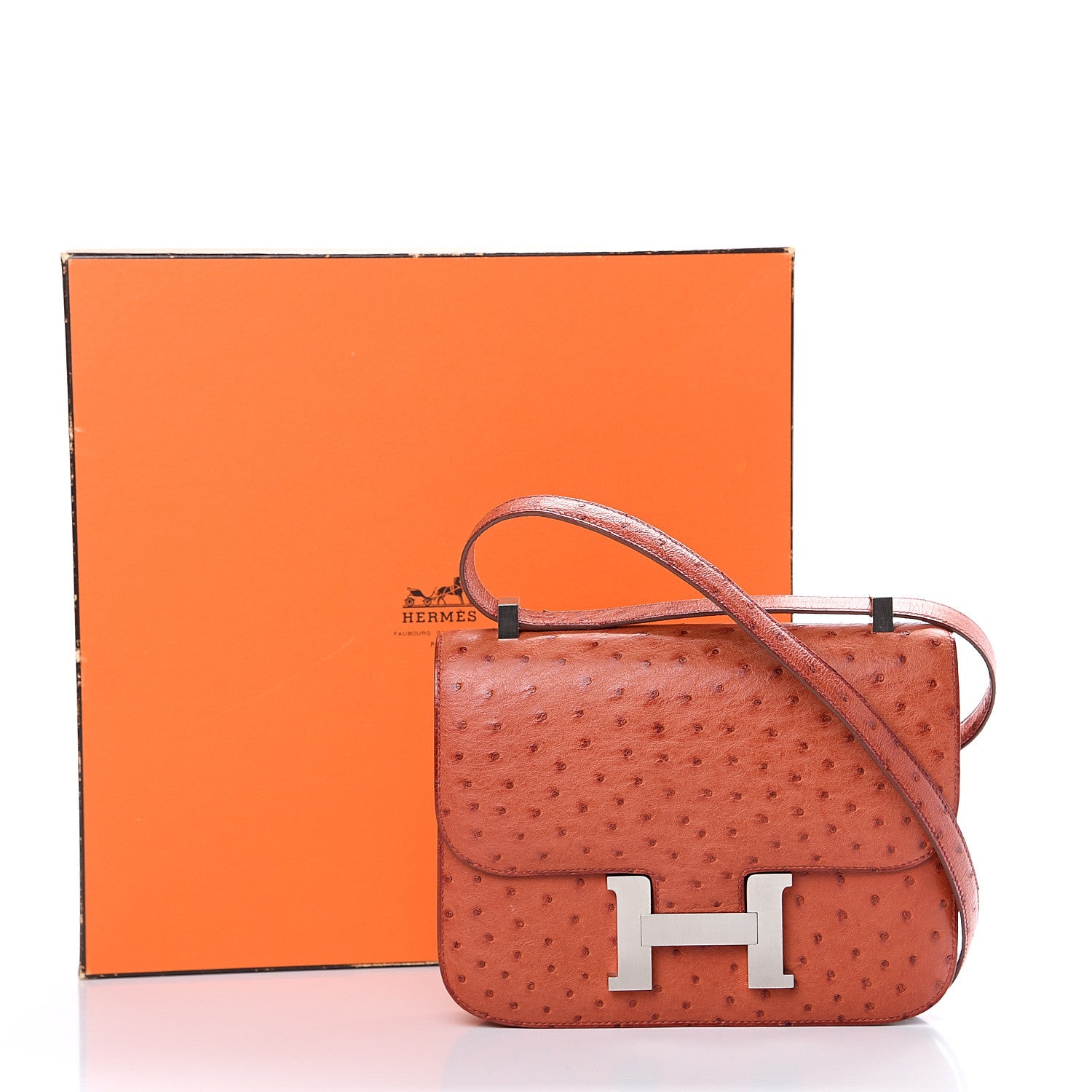 Hermes Ostrich Constance 23 Brique 23 of 23