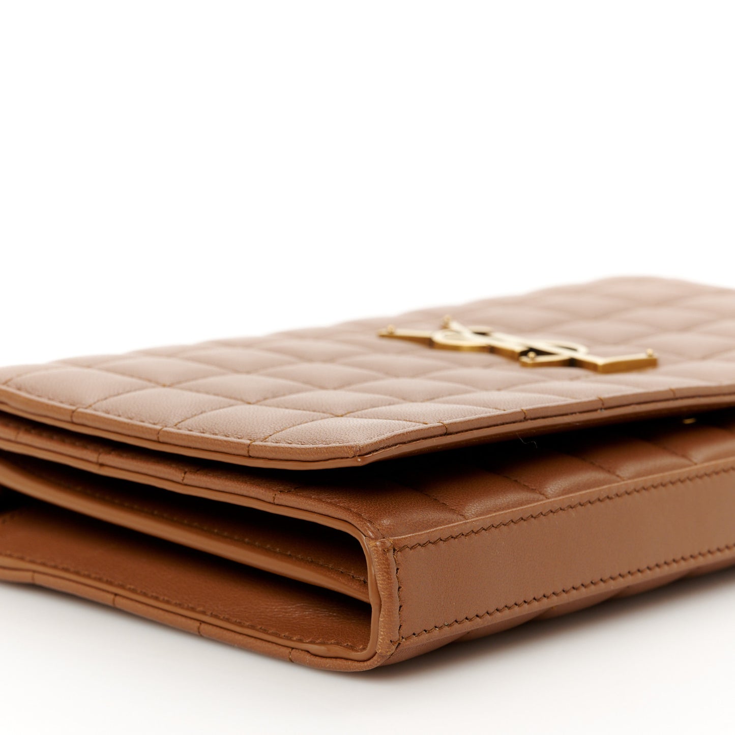 Lambskin Carre Quilted Cassandre Chain Wallet Brown