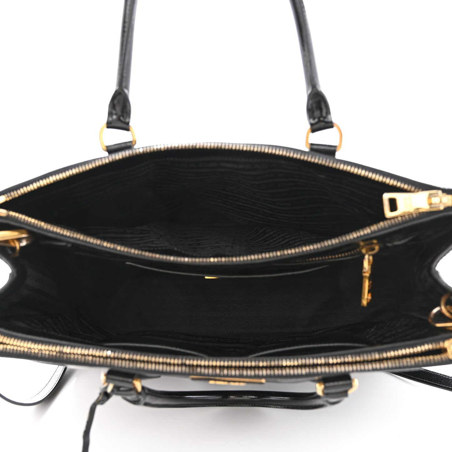 Saffiano Vernice Medium Galleria Double Zip Tote Black