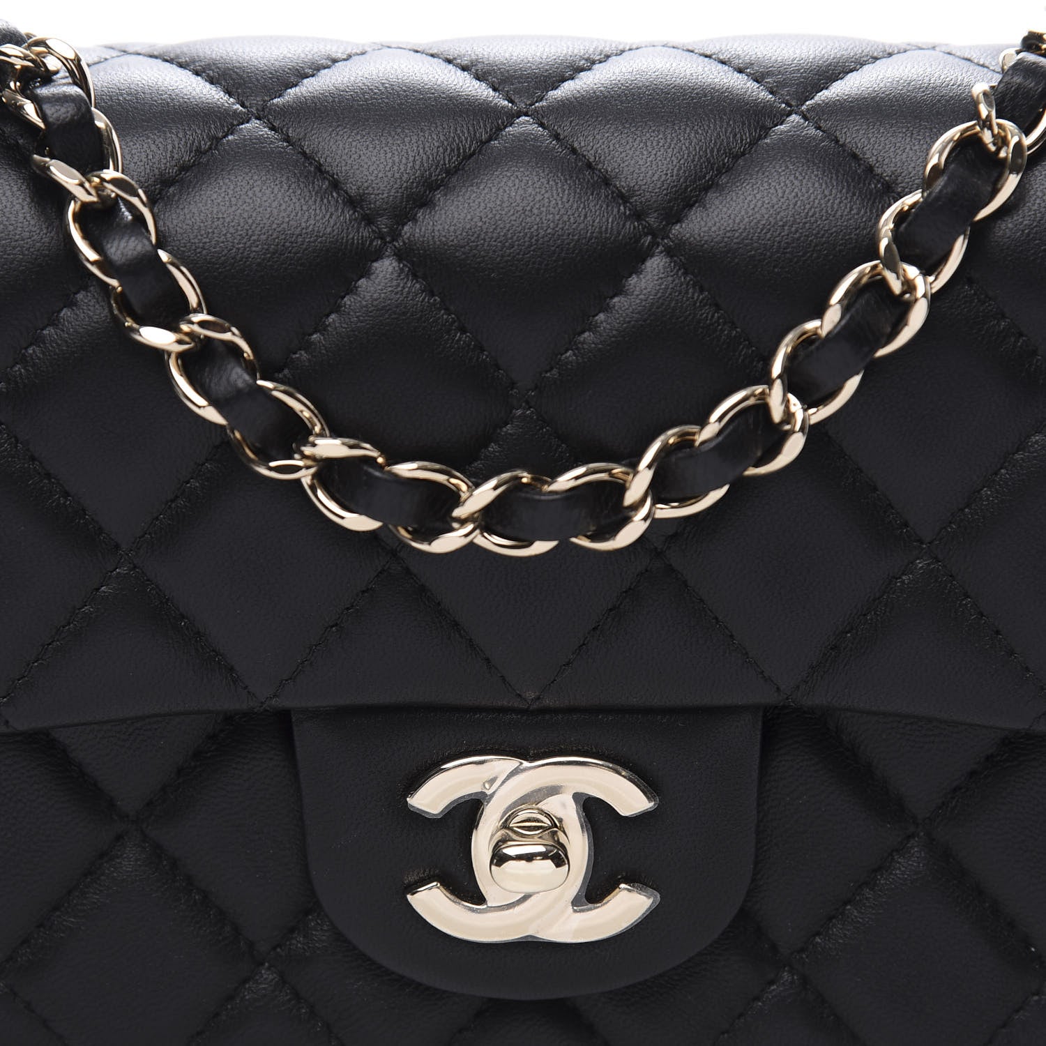 Chanel Lambskin Quilted Mini Rectangular Flap Black 9 of 10